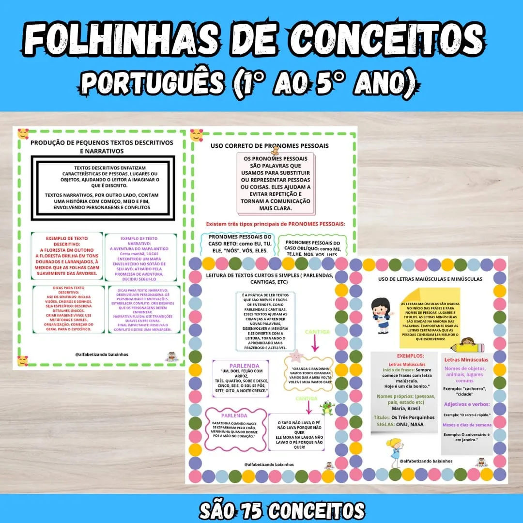 FOLHINHAS DE CONCEITOS DE PORTUGUÊS